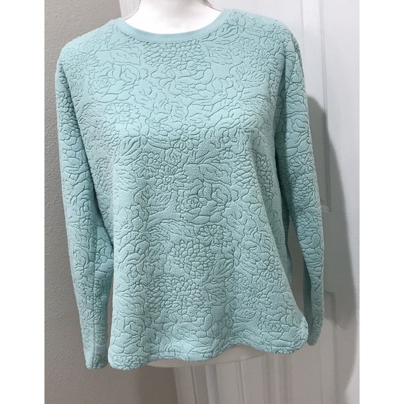 Oscar De La Renta Women’s Green Embossed Floral Scoop Long Sleeve Sweate… - Picture 2 of 10